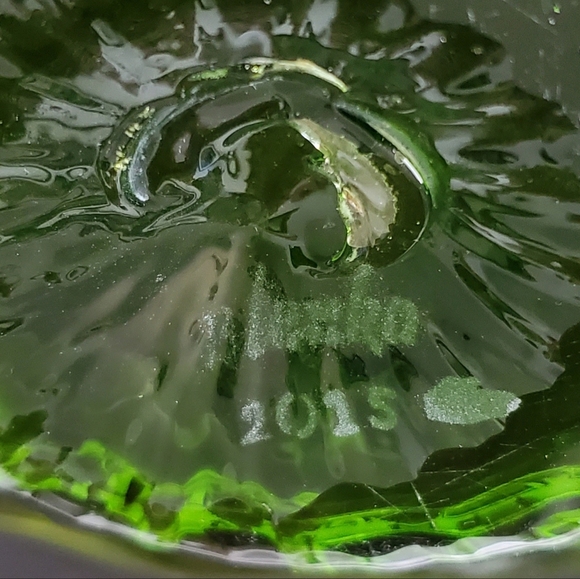 Rare 11.5" BLENKO Kiwi 🥝 Green Hand ✋️ Crafted Optic Art Glass Bowl - Picture 3 of 11